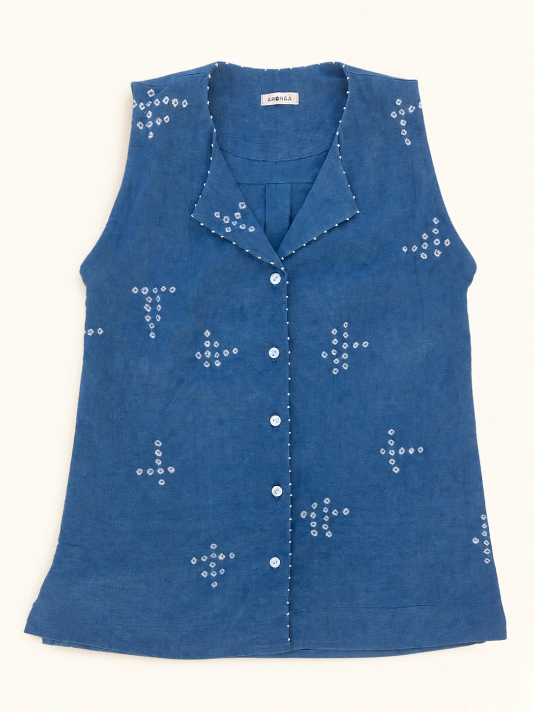 INDIGO SLEEVELESS SUNGUDI SHIRT