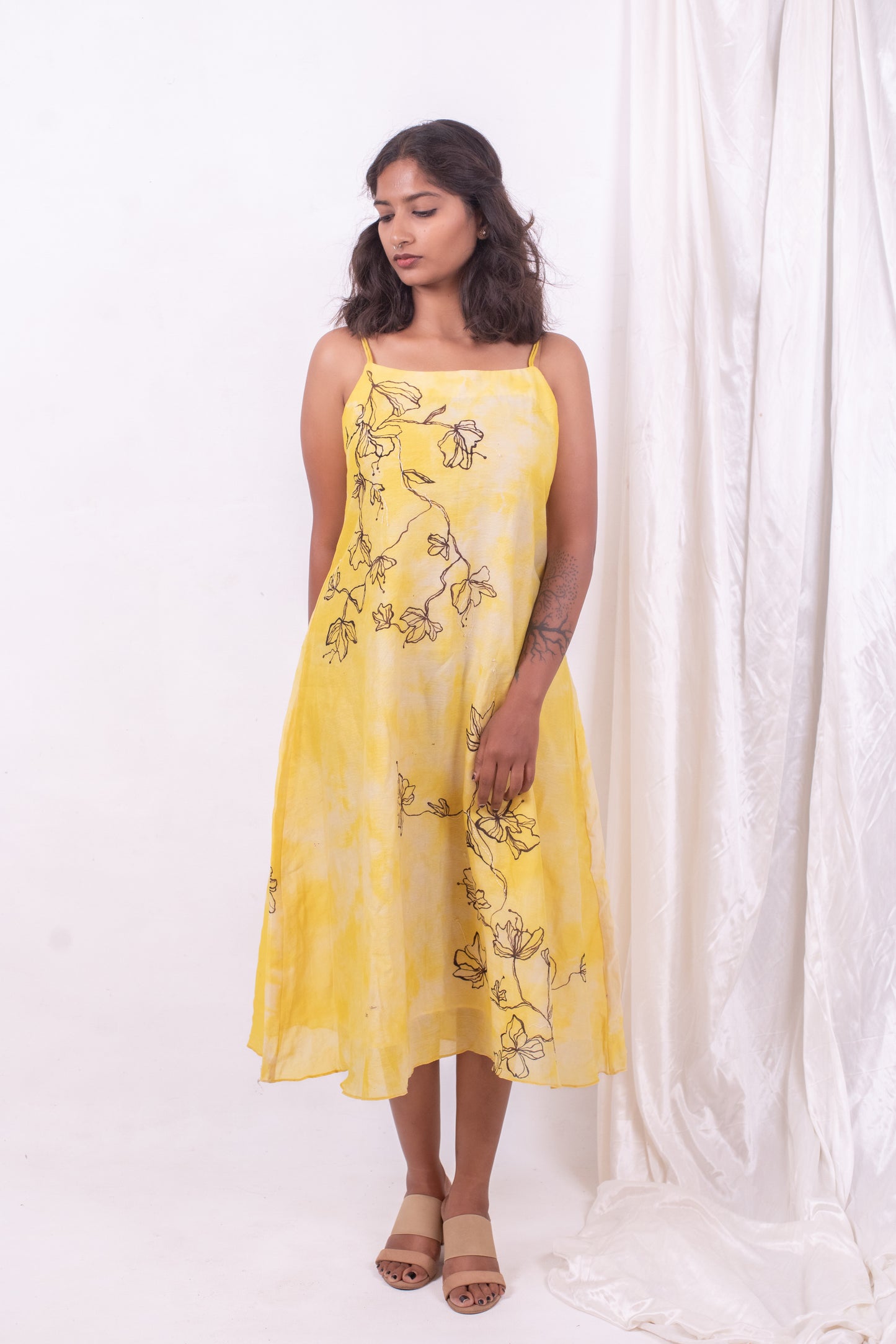 FLEUR TIE DYE HAND PAINTED DRESS