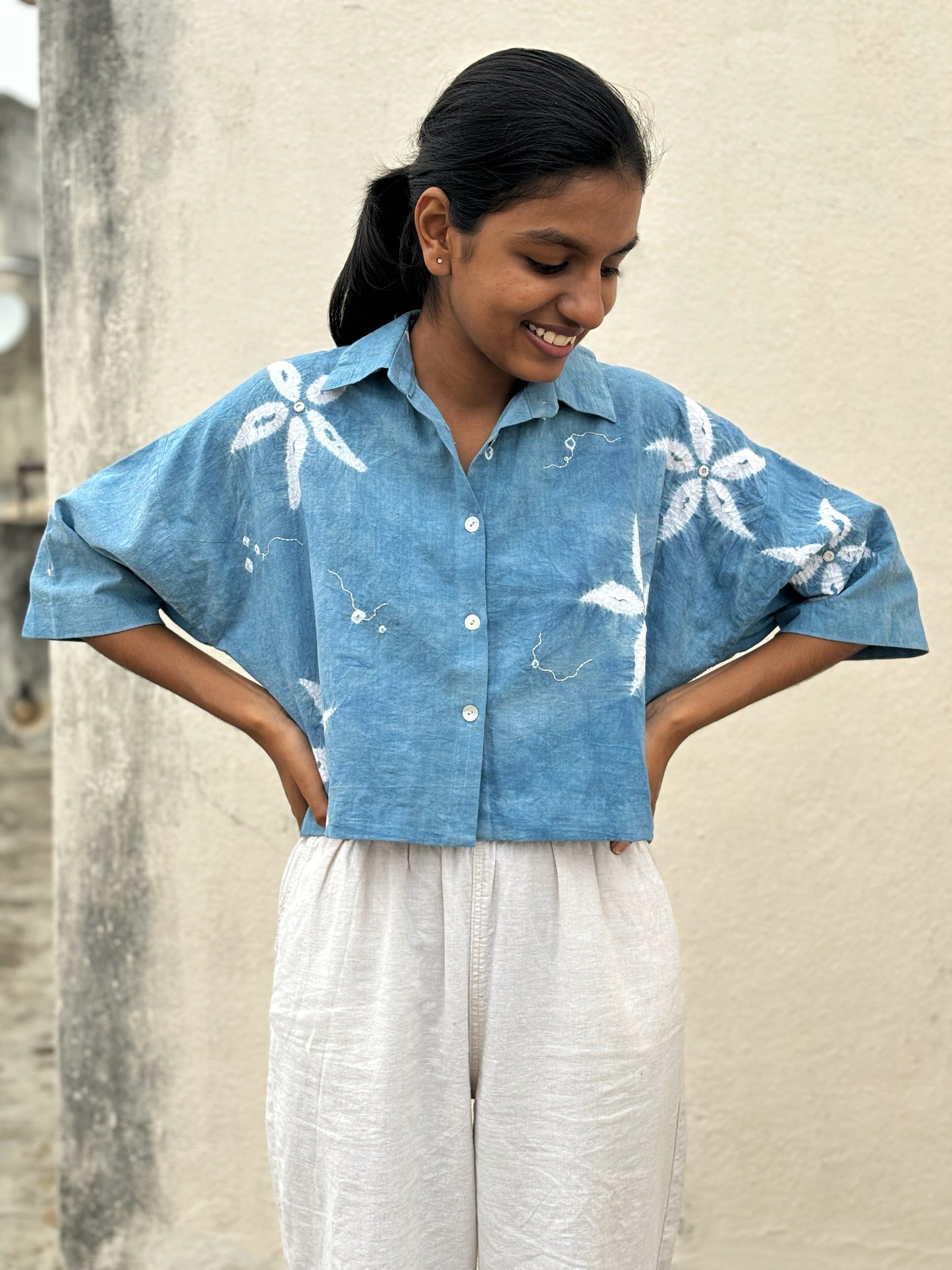 INDIGO SHIBORI SHIRT