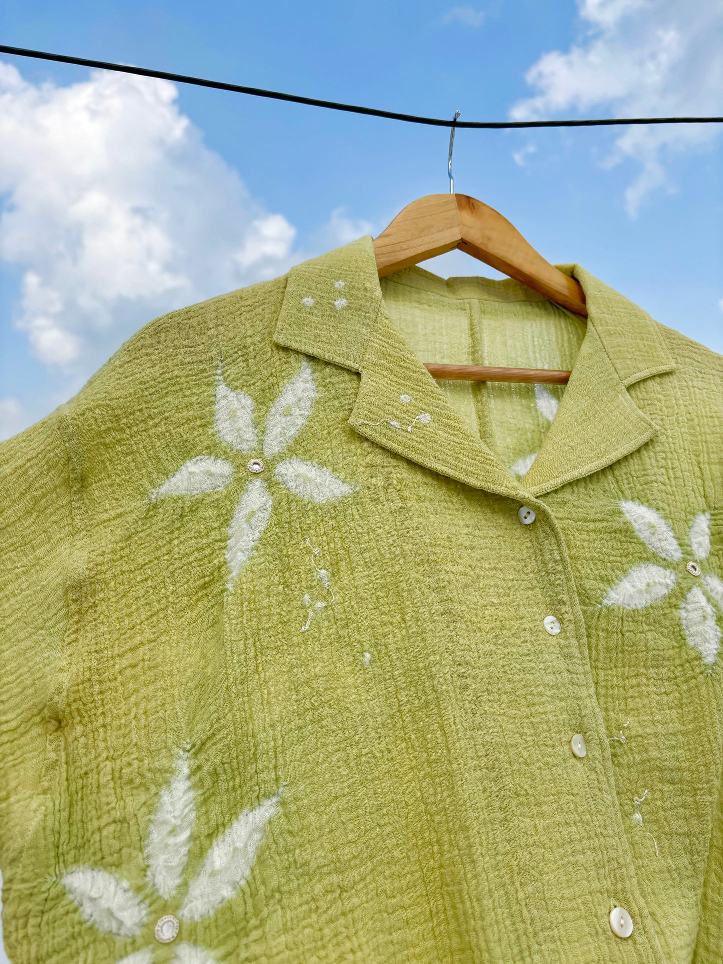 SAGE GREEN SHIBORI SHIRT