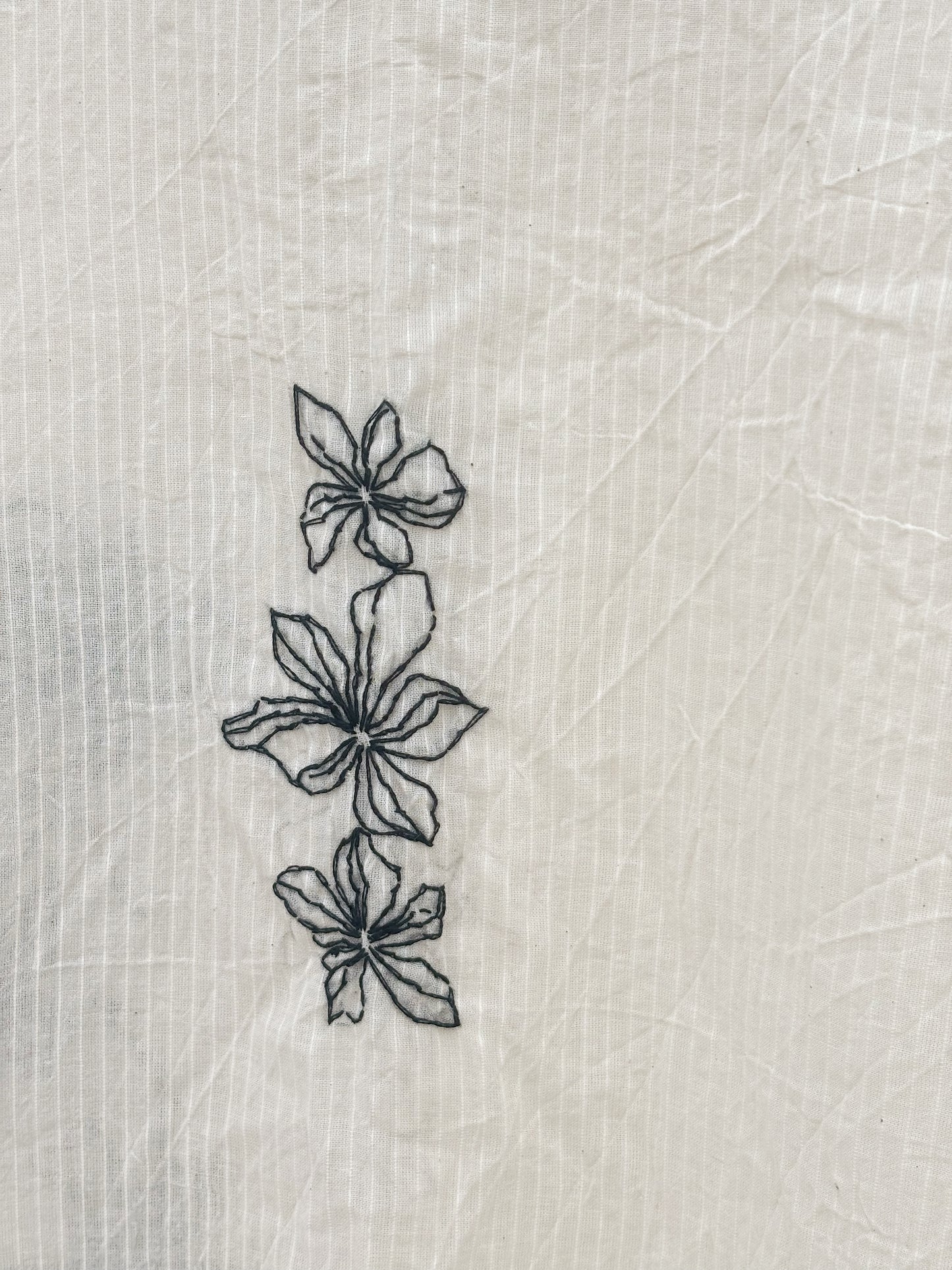 WHITE SELF-STRIPE EMBROIDERED SHIRT