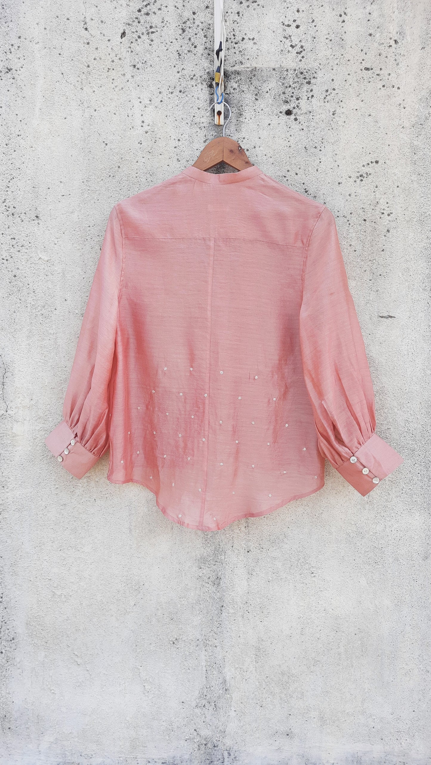 PINK WOOD “MINIMAL EMBROIDERED” STATEMENT SHIRT