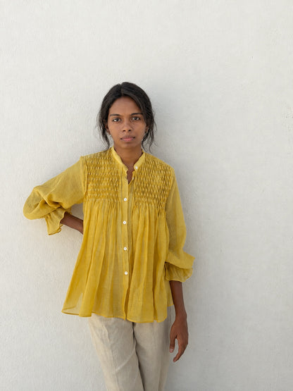 YELLOW SMOCKING SHIRT
