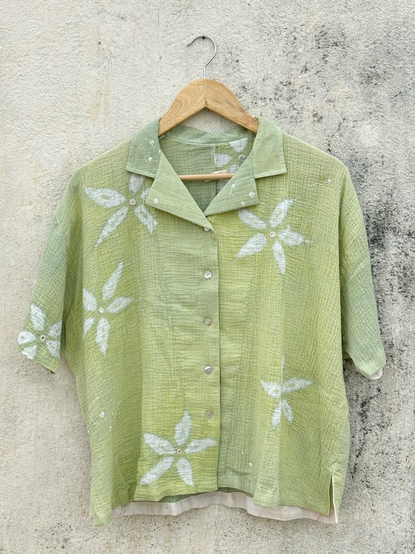 SAGE GREEN SHIBORI SHIRT