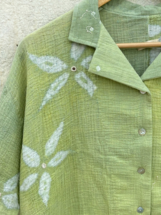 SAGE GREEN SHIBORI SHIRT