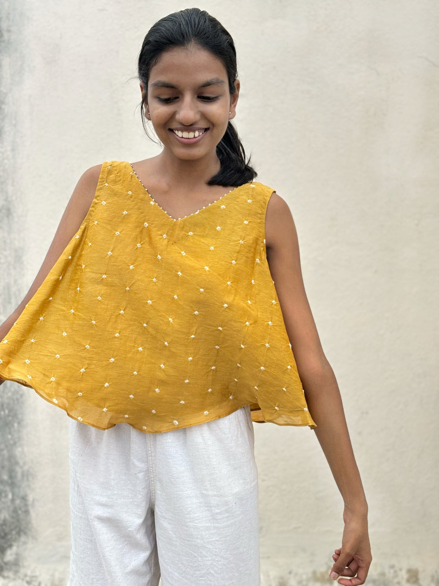 MUSTARD YELLOW SUNGUDI TOP