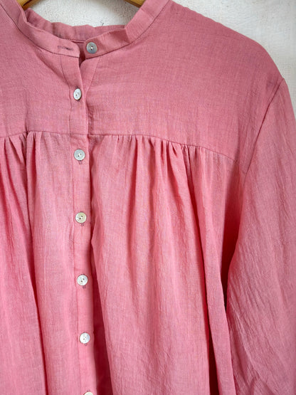 PINK WOOD GATHERED SHIRT