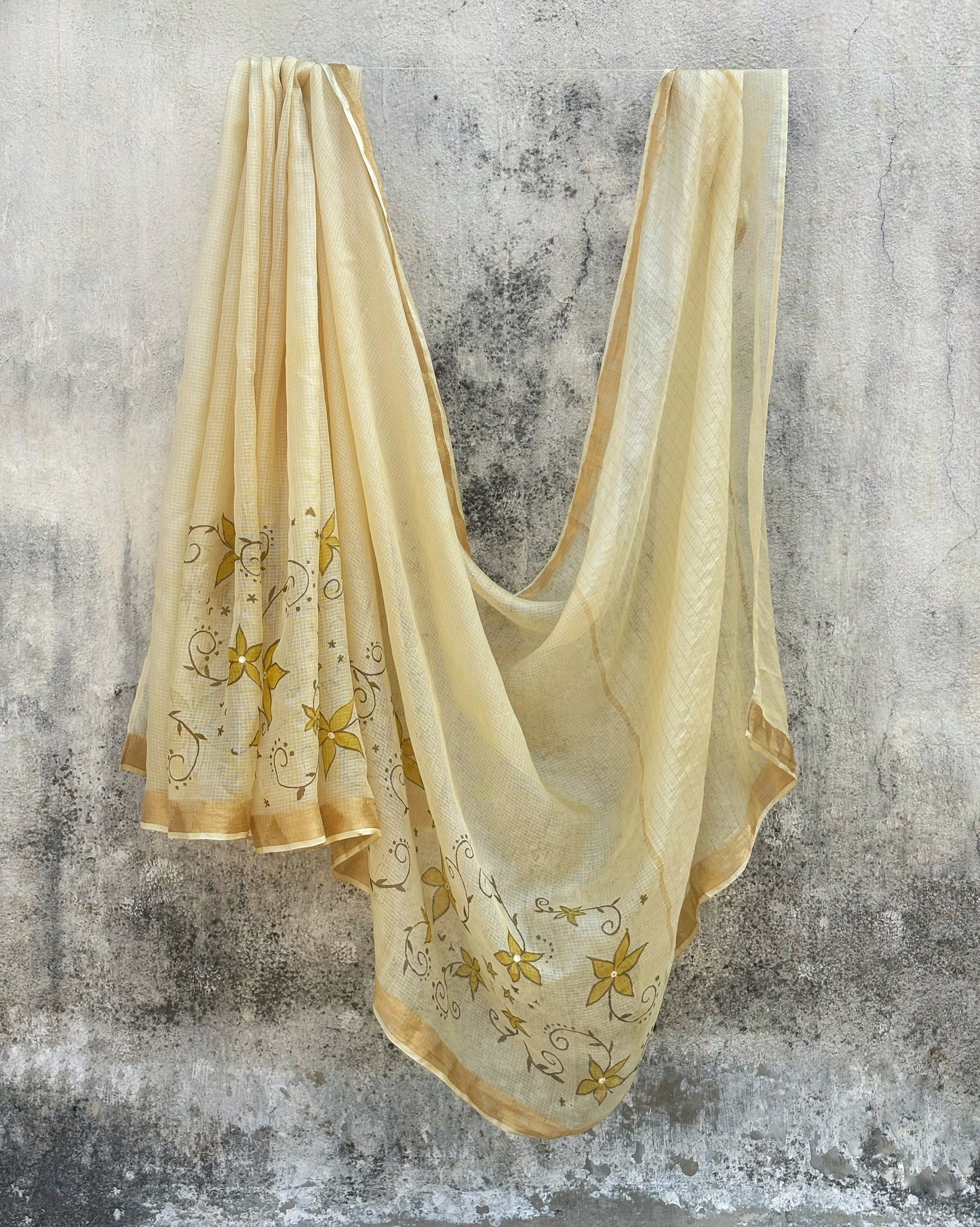 MELLOW YELLOW HAND PAINTED SAREE