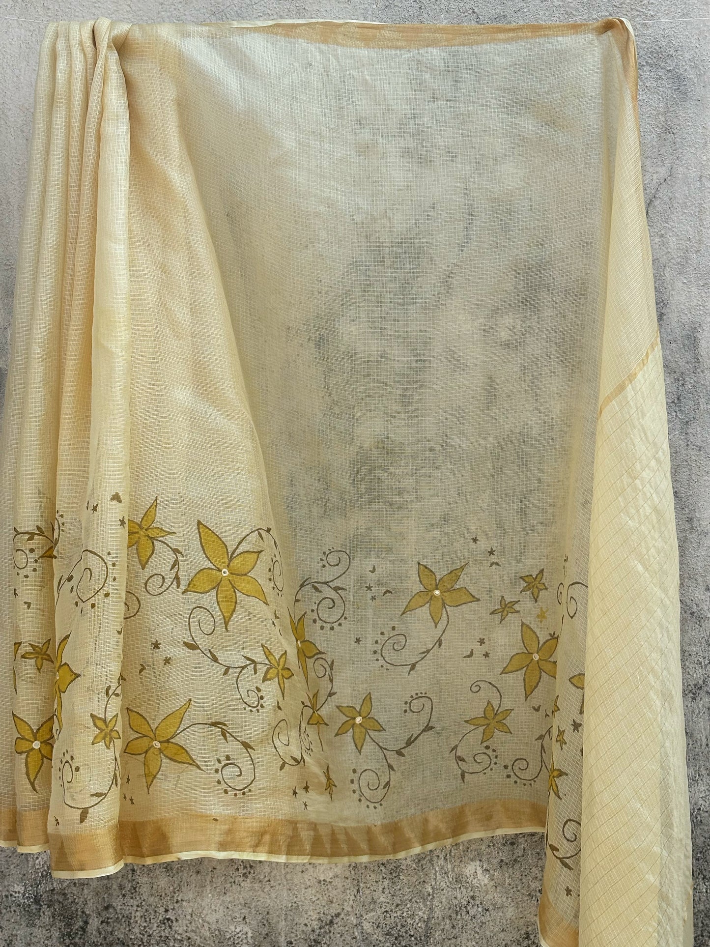 MELLOW YELLOW HAND PAINTED SAREE