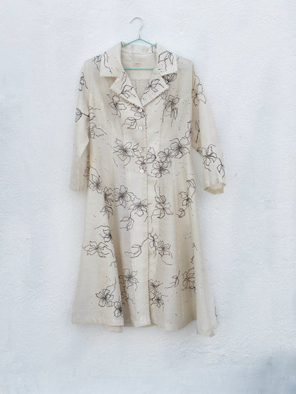 WHITE FLORAL (HAND PAINTED) LONG SHIRT