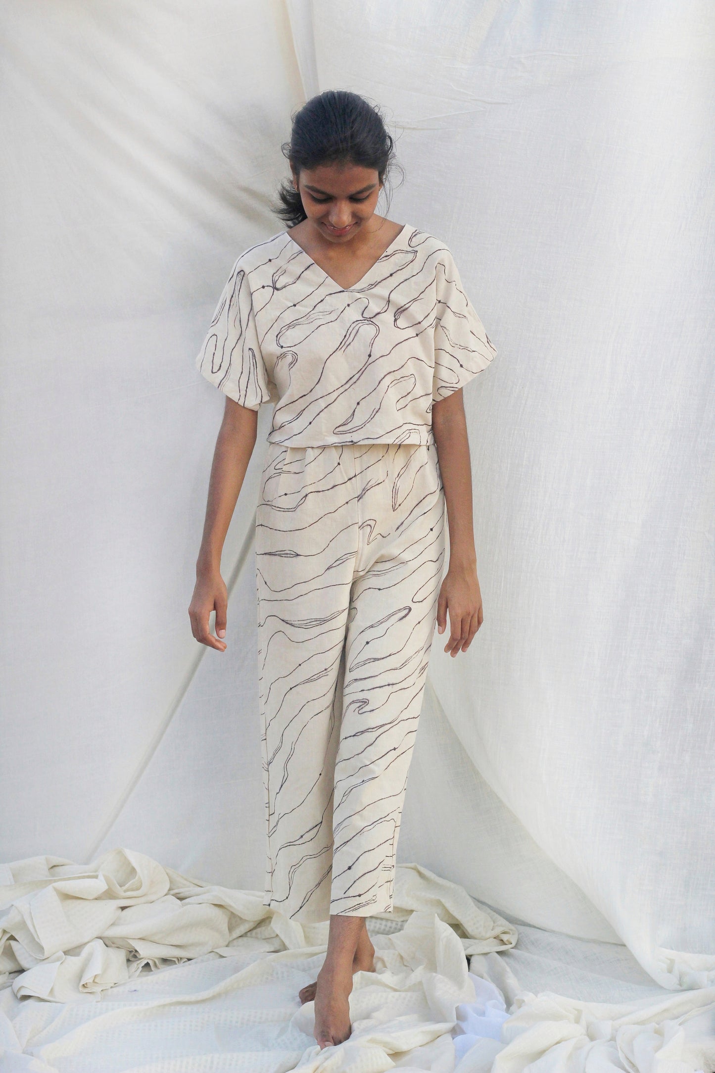 CREAMY WHITE HAND-PAINTED CO-ORD SET