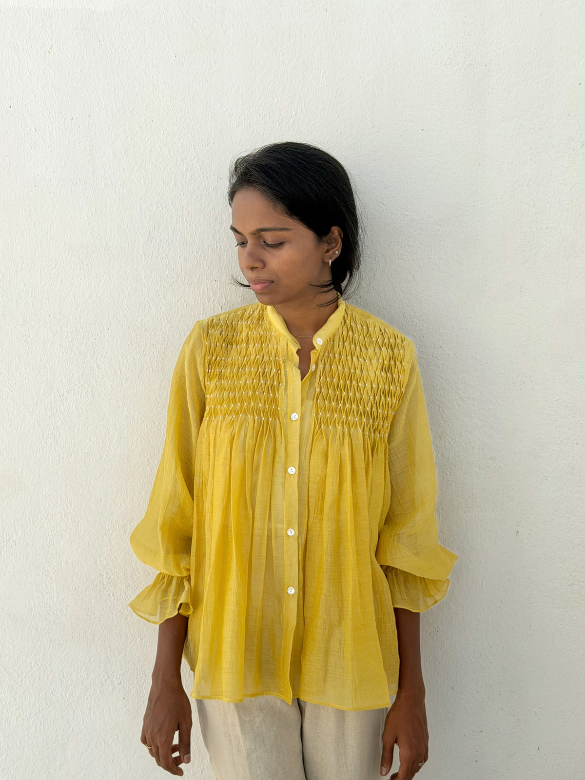 YELLOW SMOCKING SHIRT
