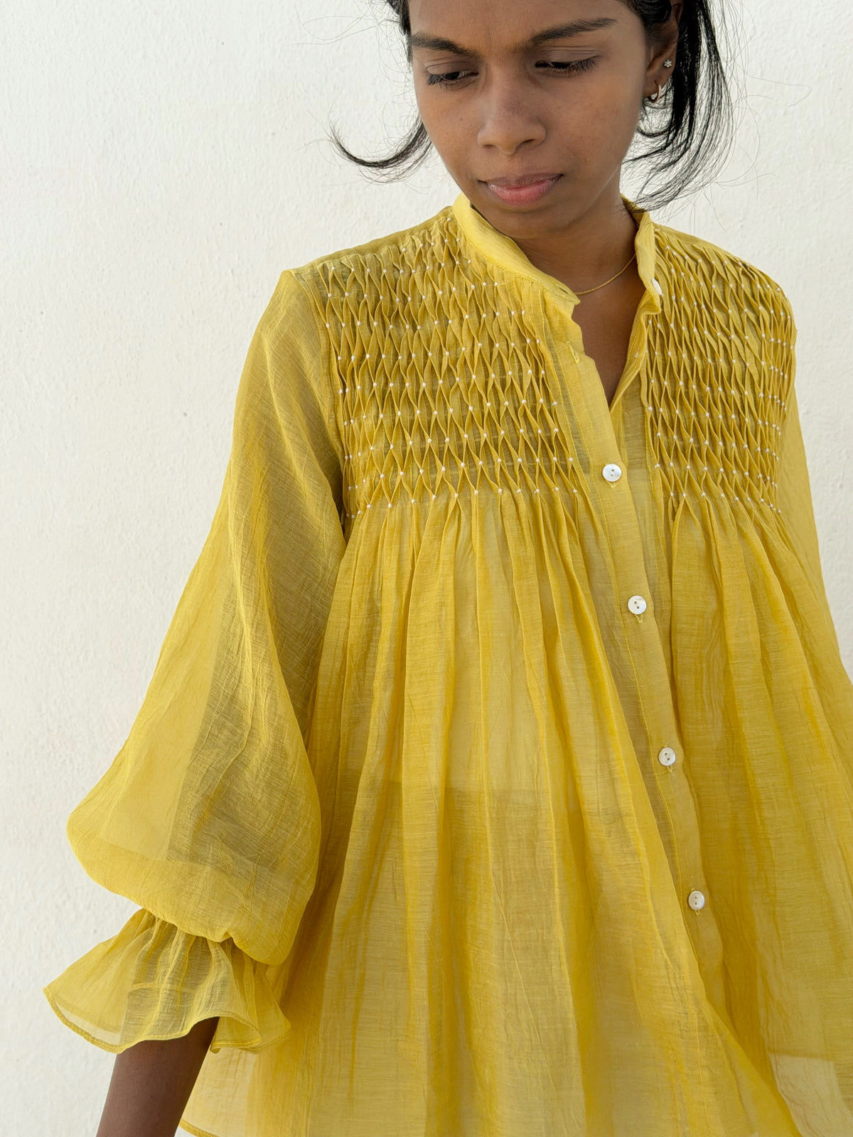 YELLOW SMOCKING SHIRT