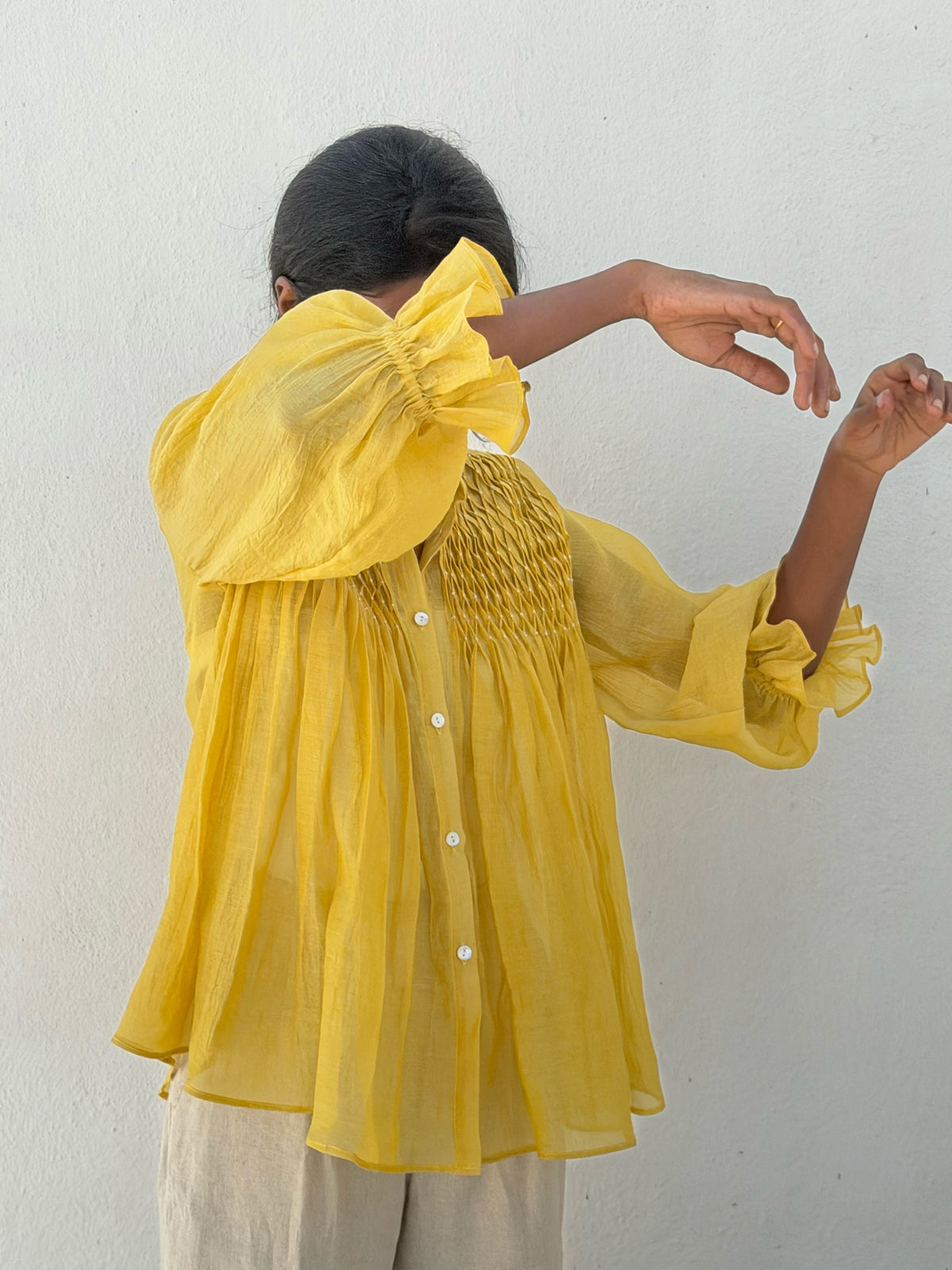 YELLOW SMOCKING SHIRT