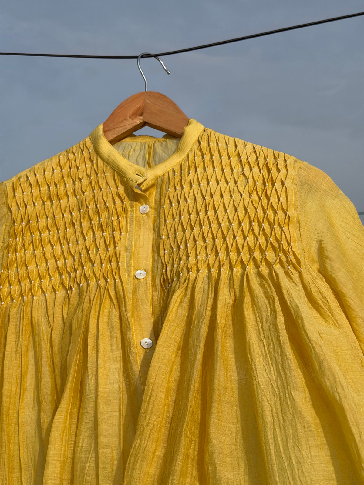 YELLOW SMOCKING SHIRT