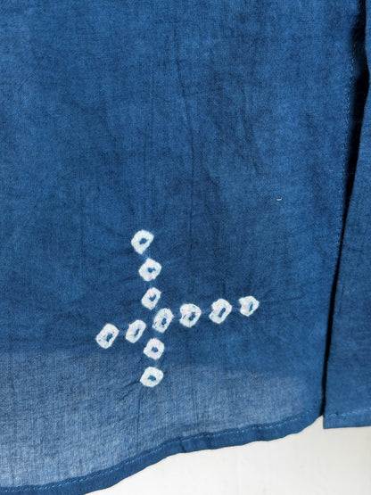 SUNGUDI AND EMBROIDERED INDIGO SHIRT