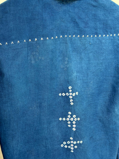 SUNGUDI AND EMBROIDERED INDIGO SHIRT