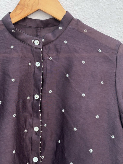 BLACK STATEMENT COTTON SILK SHIRT