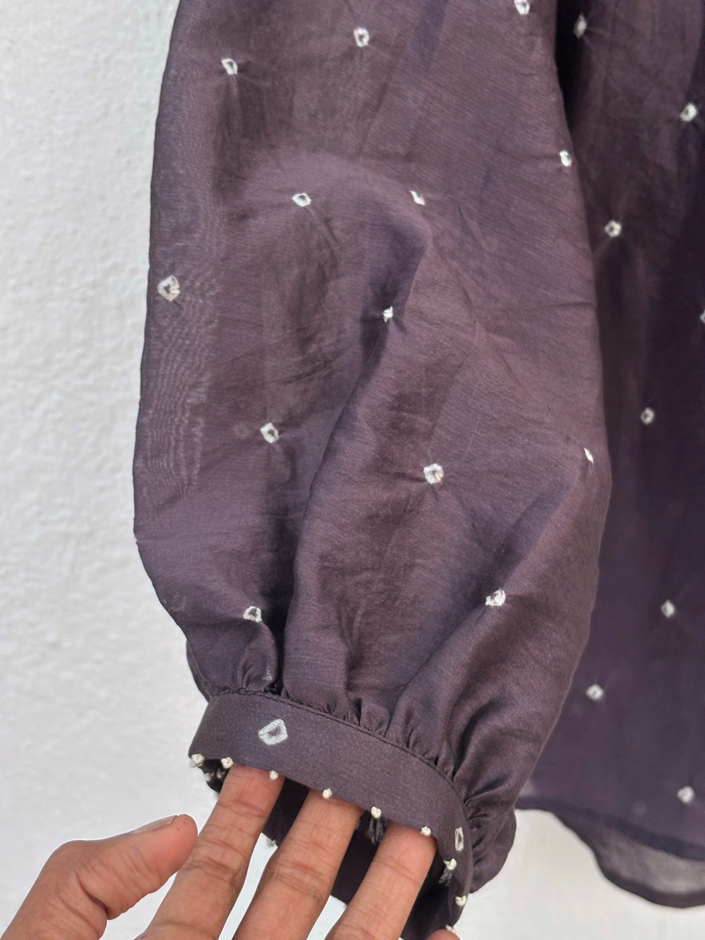 BLACK STATEMENT COTTON SILK SHIRT