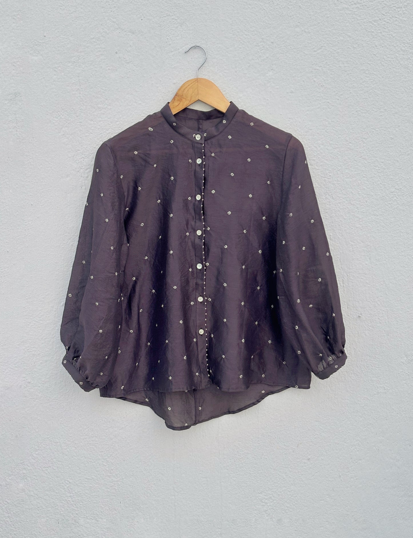 BLACK STATEMENT COTTON SILK SHIRT