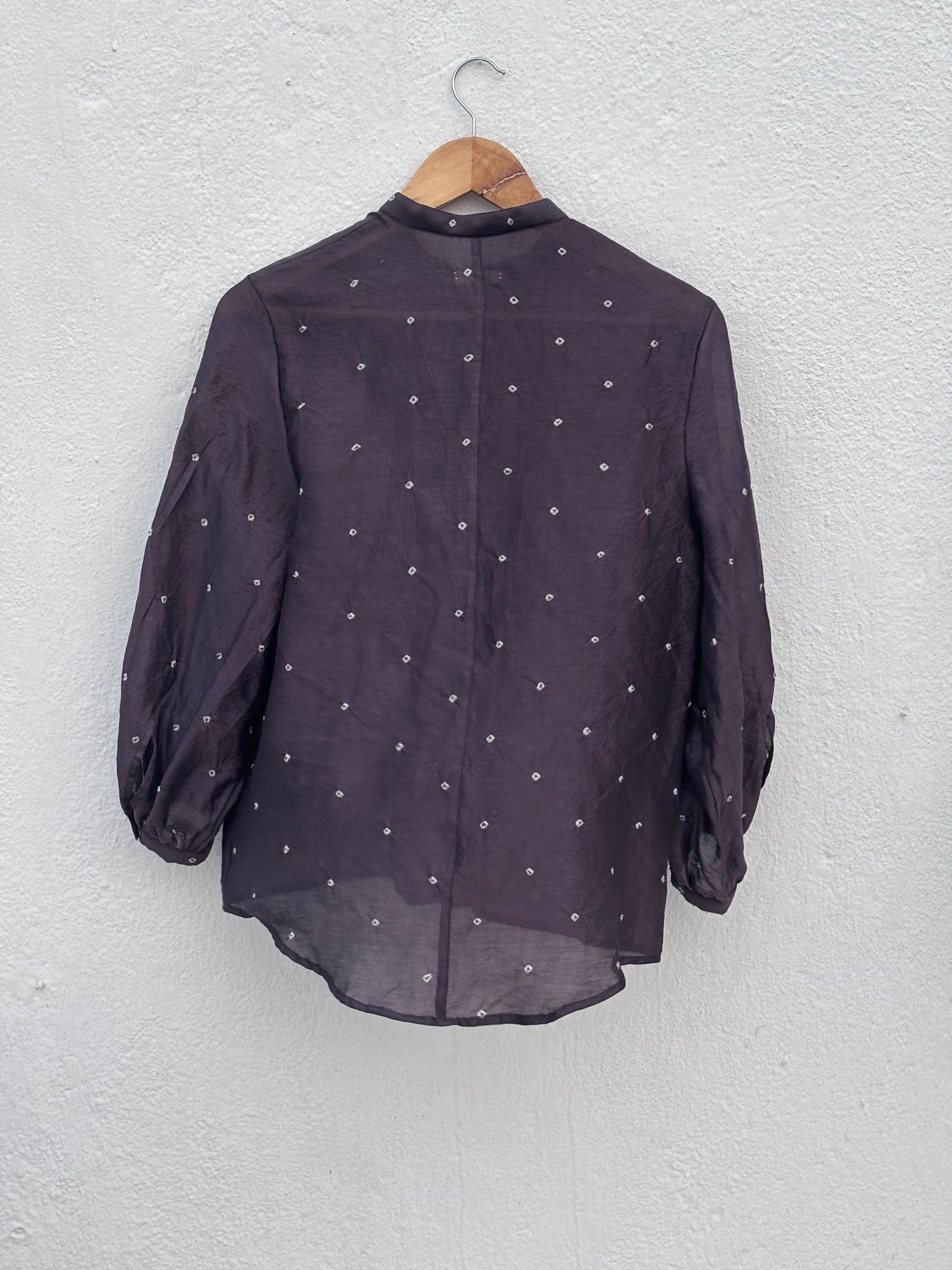 BLACK STATEMENT COTTON SILK SHIRT