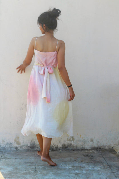 MULTI COLOUR HAND-PAINTED DRESS WITH MIRROR EMBELISHMENTS